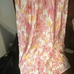 GIGIO Women’s M Floral Square Neck Puff Short Sleeve Long Slip Dress Pink