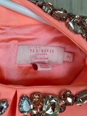 Ted Baker London Coral Orange Dress Jeweled Collar Shift Dress Womens size 2