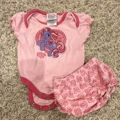 My Little Pony Pink 2pc Bodysuit & Ruffle Bloomers Set Girls 0-3 Months