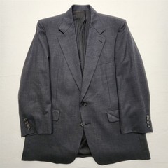 Vtg Old Money USA 44R 36×30 Dark Gray Nailhead Wool 2Btn 2Pc Jacket Pants Suit