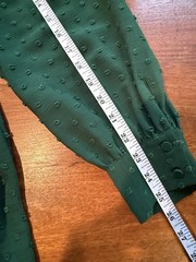 Cece Swiss Dot Long Sleeve Emerald Green Large Top