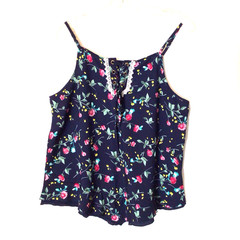 Women’s camisole navy blue spaghetti straps moody floral Romantic Soft Girl 1XL