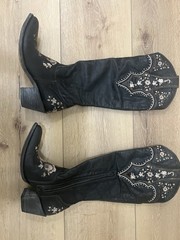 Old Gringo Bridgette Tall Women’s Black Leather Knee High Western Boots 9
