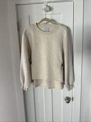 Varley Freya Double Soft High Neck Drawstring Waist Sweatshirt Ivory Marl Medium