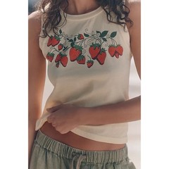 174. NWT Anthropologie Letluv Strawberry Graphic Tee | Yellow | XS