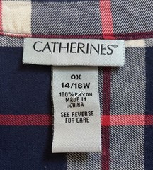 Catherines Plus Size 0X Plaid Tunic Top Zip Front 3/4 Roll Tab Sleeve Navy Red