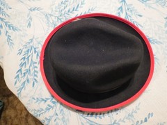 NEW, MEN’S BRUNO CAPELO CHICAGO SNAP BRIM BLK WT RED FEDOA AUSTRALIAN WOOL HAT