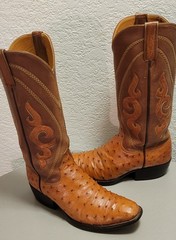 ROGERS HANDMADE OSTRICHSKIN WESTERN BOOTS SIZE 8 1/2 D