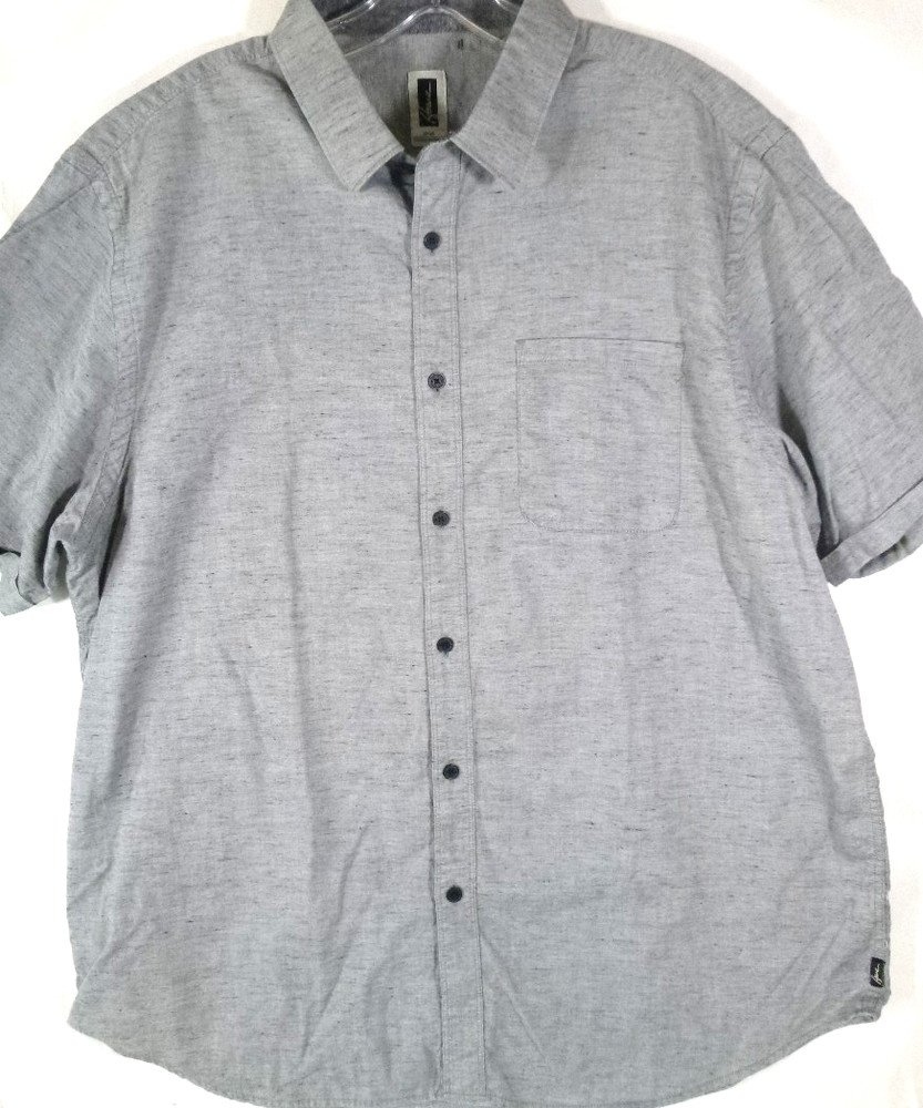 Howe-Mens Short Sleeve-Casual Button Down Shirt-XL Extra Large-Gray-100% Cotton