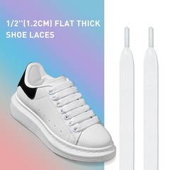 2 Pairs Shoe Laces for Alexander Mcqueen Sneaker, 1/2”(1.2Cm) Flat Thick Jumbo