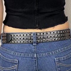 3 Row Black & Silver Studded Belt Punk