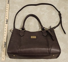 Frye Brown Satchel/Top Handle Bag Double Handles Detachable Strap Zip Lined
