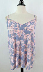 Sew In Love V-neck Tunic Tank 2X Blue Pink Floral Butter Soft Stretch Tank NWOT