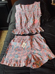 Simply Southern Pink Seahorse Print Two Piece Set Skirt Top Size Small NWT