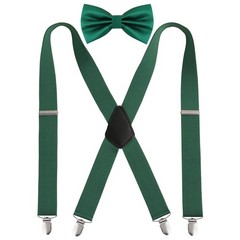 Mens 1.37 Inch Suspender And Pre-Tied Bow Tie Set Adjustable Y-Back Braces