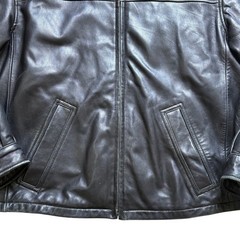 Wilsons Leather Pelle Studio Men Black Leather Bomber Jacket Coat Medium Vintage