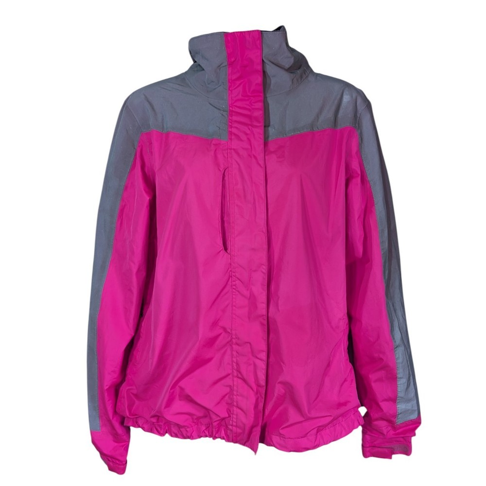 Lightweight Pocketed European Athletic Jacket Large Reflective Pink Waterproof