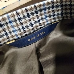 VTG BROOKS BROS 1818 MADISON WOOL BLAZER HOUNDS TOOTH MADE IN USA 44L