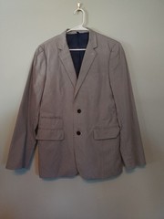 Howe Grey Pinstripe Structured Seersucker Sport Coat Blazer