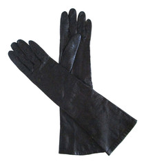 Vtg Lionel Le Grand Made In France Long Black Leather Gloves 15.5” Size 7 1/4
