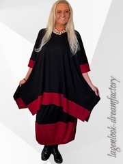 Lagenlook Dream Balloon Skirt Tulip Skirt Black Dark Red 42 44 46 48 50 52