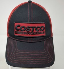 Costco Wholesale Hat Cap Snap Back Black Red Mesh Trucker Adjustable Logo Patch