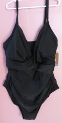 NWT Smismivo Women’s One Piece Black Swimsuit Ruching Criss Cross XL