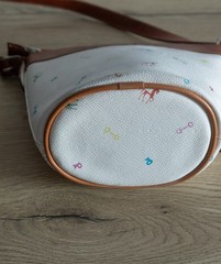 Rare Vintage Petusco Spain White Leather Bucket Bag – Colorful Horse Print