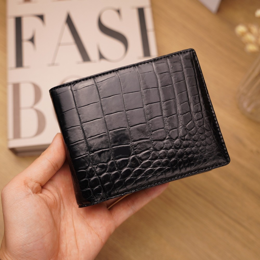 Genuine Crocodile Leather Bifold Wallet Men’s Skin Classic Billfold Wallet