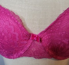 Black Fuchsia By Secret Lace Underwire Laced Floral Bra Color Rose Free Shipping