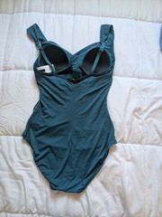 Jantzen Teal Surplice One Piece Swimsuit Adjustable Wide Straps Size 10 Depths
