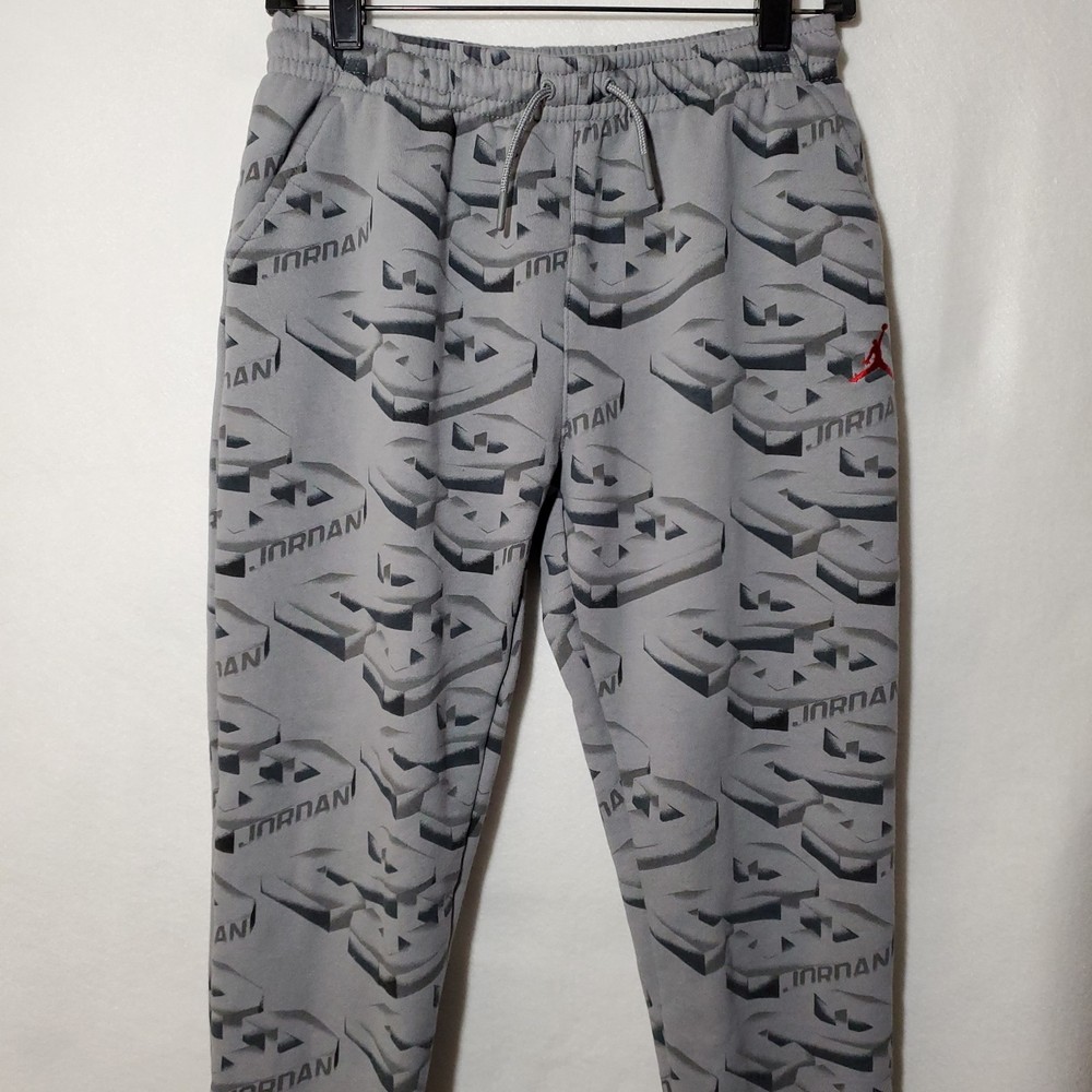 Jordan Sweatpants Youth’s XL Grey Allover Print Tapered