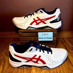Asics Gel-Challenger 12 Mens Size 9 White Classic Red Blue 1041A045 EUC