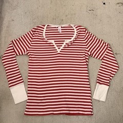 Victoria Secret Long Thermal Pajama Set Med Red White Candy Cane Striped #1304-2