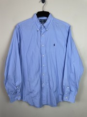 Polo Ralph Lauren Shirt Men’s XL Custom Fit Long Sleeve Blue Cotton Pony
