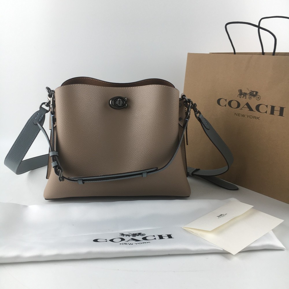 COACH Willow Shoulder Bag C2590 Apricot Colorblock Pebble Leather Outlet