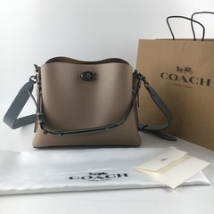 COACH Willow Shoulder Bag C2590 Apricot Colorblock Pebble Leather Outlet