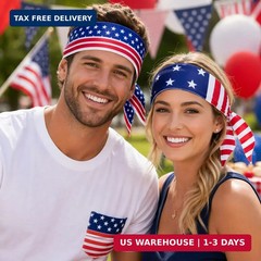 2PCS American Flag Bandana Headbands USA Patriotic Headband for Men Women Perfec