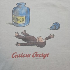 Vintage Rare 1995 Curious George Ether T Shirt Size XL Mens Cartoon Tee Grafic