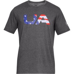 Under Armour 1333352 Men’s UA Freedom Big Flag USA T-Shirt, Graphite, 2X-Large