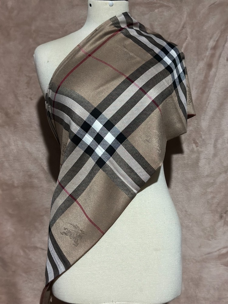 Authentic Burberry Scarf Wrap Stole Shawl 65% Cashmere 35% Silk Multicolor Used