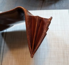 Frye Melissa Continental Snap Trifold Wallet Cognac Brown Distressed Leather