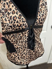 BLACK FUCHSIA by Secret Leopard Print Black Meshed Thongs Nighty Bodysuit XXL