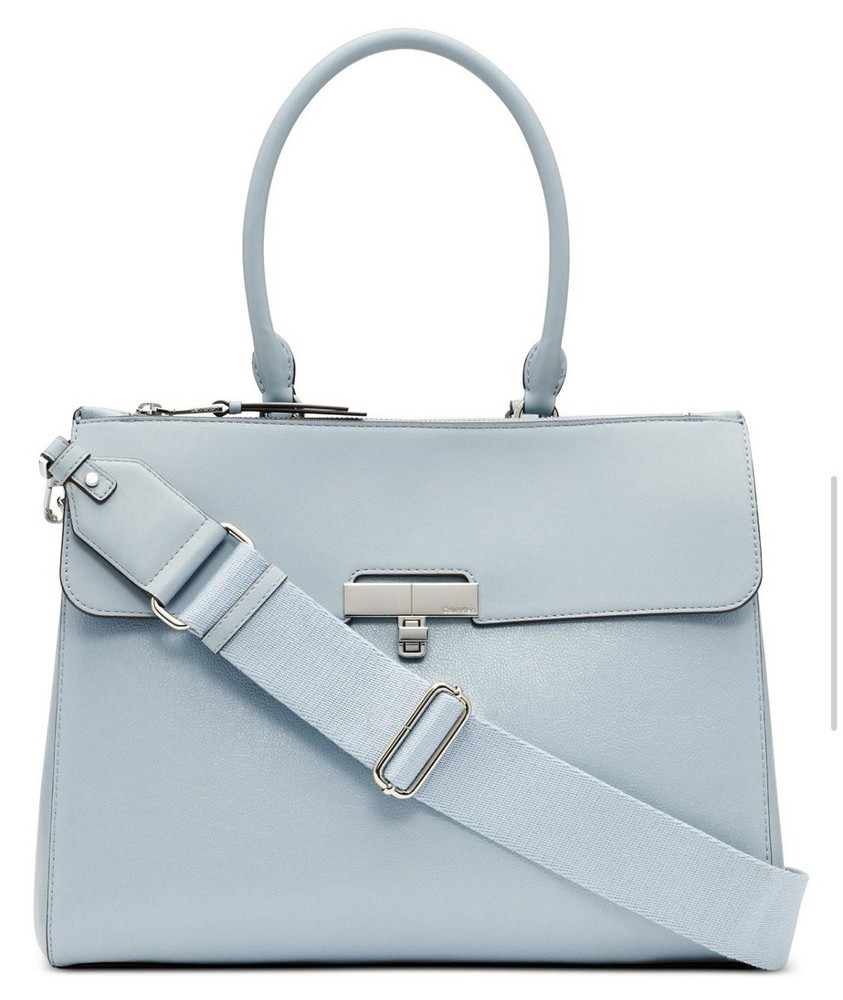 Calvin Klein Becky Turnlock Triple Compartment Tote Satchel Cloud Blue