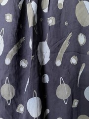 WHIT Navy Celestial Planet Print Shift Dress Whitney Pozgay 100% Silk Chiffon