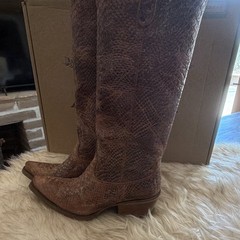Lane Boots Desert Highway Women’s 7.5 Brown Leather Knee High Western Zip Boot