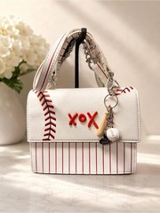 Betsey Johnson Baseball Accent Top Handle Crossbody w/Bag Charm NWT