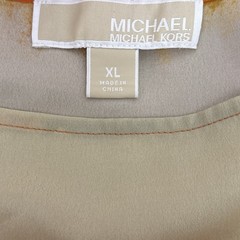 MICHAEL KORS Blouse, Orange Green Beige Tie Dye Stripe, Dolman Sleeve, Womens XL