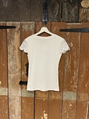Zeva Short Sleeve T-Shirt Top Women’s Size Large Cotton Blend White Sequins New