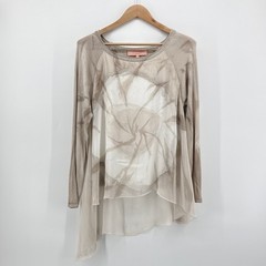 Scandal Italy 100% Silk Layered Tie Dye Tunic Top Beige Long Sleeve Medium